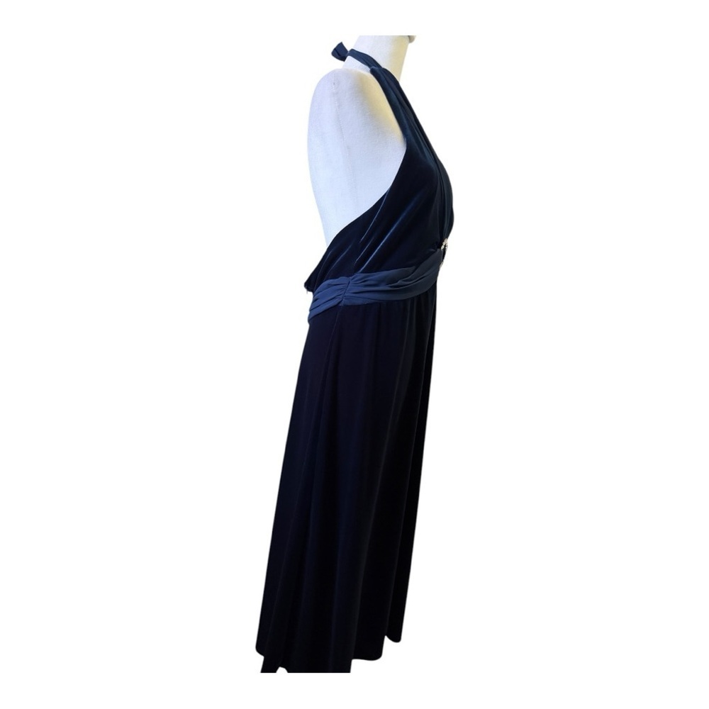 Robbie Bee Blue Velvet Halter Evening/prom/night out/cruise dress Plus 14 - Picture 4 of 10